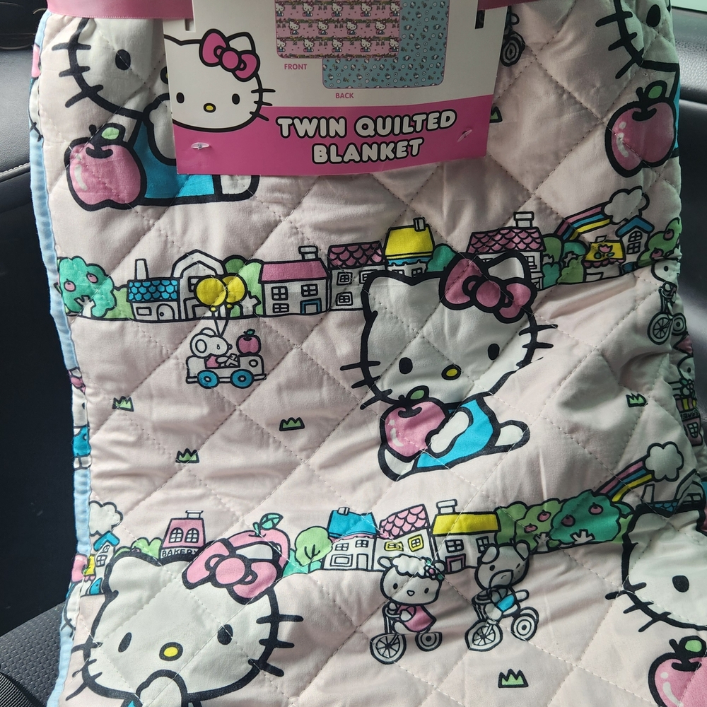 Hello Kitty Pink and Blue Quilted Blanket